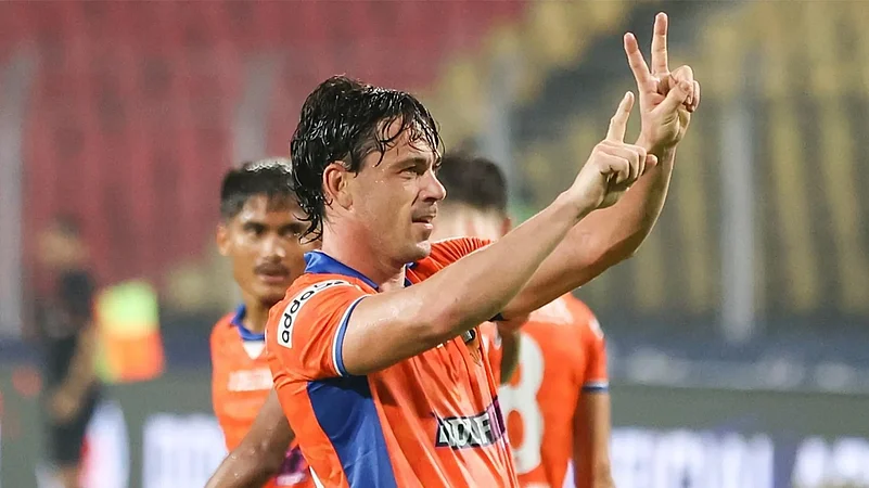 Iker Guarrotxena celebrates his goal for FC Goa.