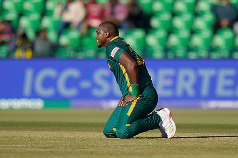 CT 2025, SA vs NZ Semifinal: South Africa's Lungi Ngidi reacts after bowling a delivery