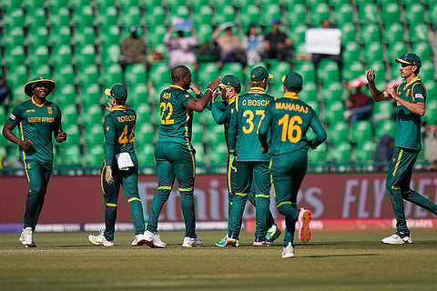 CT 2025, SA vs NZ Semifinal: South Africa's Lungi Ngidi celebrates after the dismissal of New Zealand's Will Young