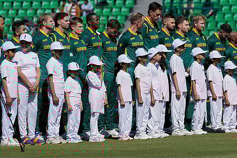 CT 2025, SA vs NZ Semifinal: South Africa players stand for their national anthem