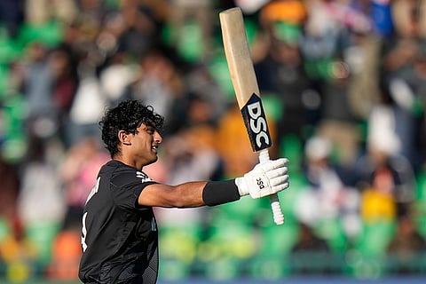 CT 2025, SA vs NZ Semifinal: Rachin Ravindra celebrates after scoring a century