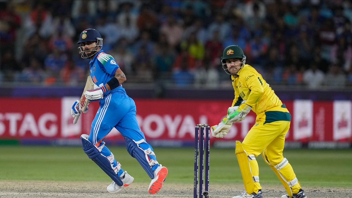 Indias Virat Kohli plays a shot during the ICC CT. AP