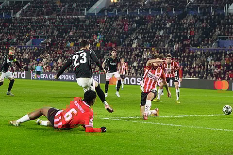 UCL 2024-25 Round Of 16 First leg, PSV vs ARS: Mikel Merino scores his side's second goal