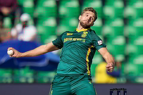 CT 2025, SA vs NZ Semifinal: South Africa's Wiaan Mulder bowls a delivery