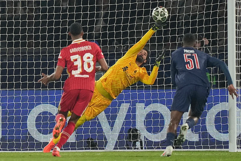 UEFA Champions League round of 16 first leg soccer PSG vs Liverpool: Alisson