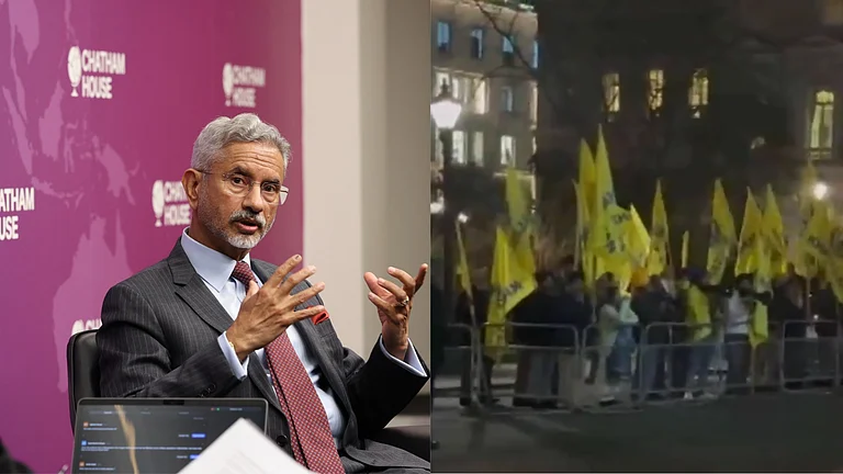 Khalistan Extremists Attempt To Attack EAM Jaishankar During London Visit; Tear Indian Flag - | Photo: (L)S Jaishankar On X/ (R) ANI