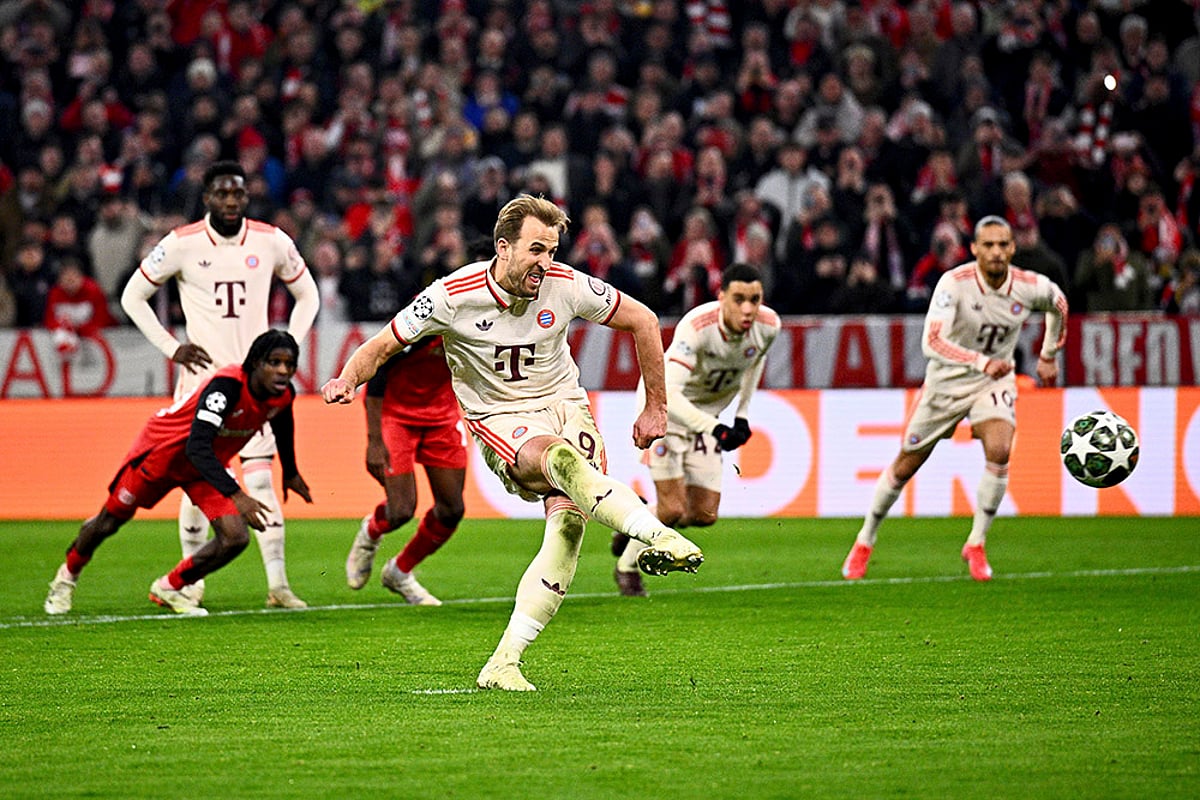 UEFA Champions League round of 16 first leg soccer Bayern Munich Vs Bayer Leverkusen: Harry Kane