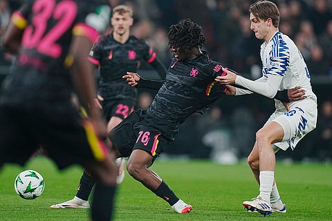 UEFA Conference League: Copenhagen's William Clem and Chelsea's Shumaira Mheuka in action