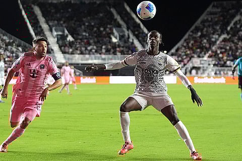 CONCACAF Champions Cup: Cavalier midfielder Jalmaro Calvin goes for the ball as Inter Miami defender Jordi Alba defends