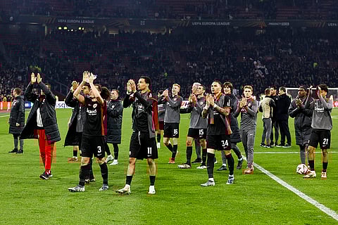 Europa League, Ajax vs Eintracht Frankfurt: Eintracht Frankfurt players greet fans