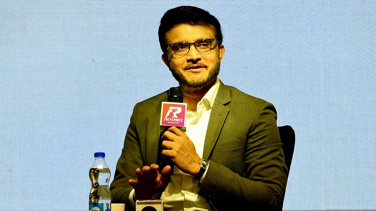 Special Arrangement : Sourav Ganguly speaks at a sports conclave in Kolkata.