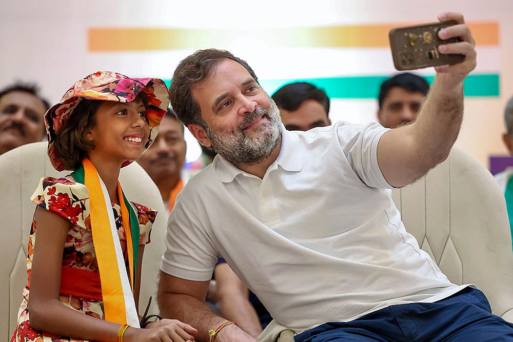 | Photo: AICC via PTI : Rahul Gandhi in Ahmedabad