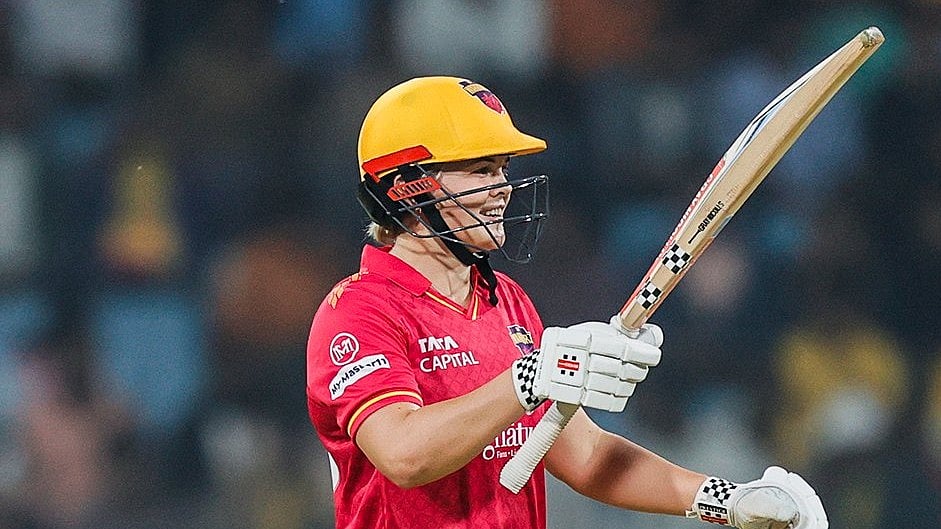 X | UPW : Georgia Voll celebrates her half century during the UP Warriorz Vs Royal Challengers Bengaluru, WPL match.