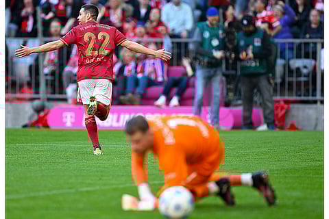 Bundesliga, Bayern Munich and VfL Bochum: Bayern's Raphael Guerreiro celebrates after scoring