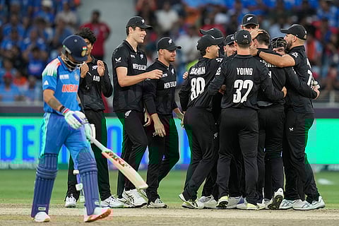 CT 2025, IND vs NZ final: New Zealand's players celebrate the dismissal of India's Virat Kohli