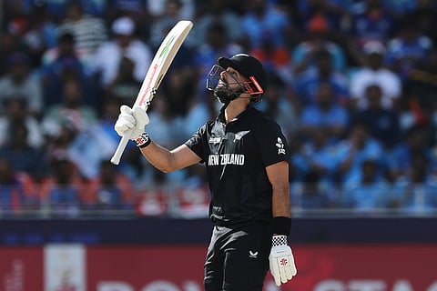 CT 2025, IND vs NZ final: New Zealand's Daryl Mitchell celebrates after scoring fifty runs