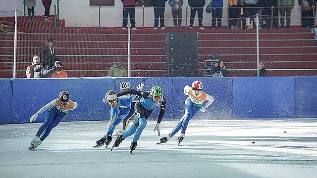 SAI Media : File photo of ice skating action from the Khelo India Winter Games. 