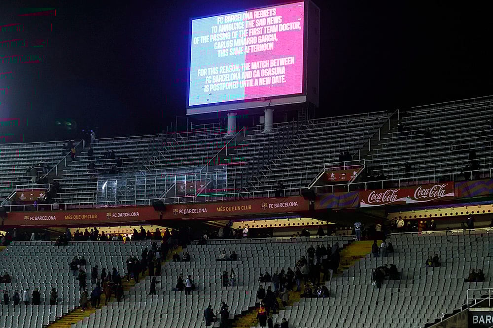 | Photo: AP/Joan Monfort : La Liga 2024-25: Barcelona vs Osasuna match cancelled