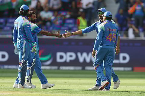 CT 2025, IND vs NZ final: Mohammed Shami celebrates after the dismissal of New Zealand's Daryl Mitchell