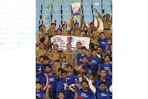 WPL 2025,UPW vs RCBW: Cricket fans cheer during the WPL match