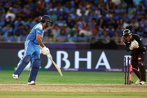 CT 2025, IND vs NZ final: India's captain Rohit Sharma looks on as New Zealand's Tom Latham stumps him out