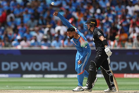 CT 2025, IND vs NZ final: India's Varun Chakravarthy bowls a delivery