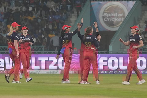 WPL 2025,UPW vs RCBW: RCB players celebrate a wicket