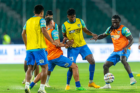 ISL 2024-25, CFC vs JFC: Chennaiyin FC players during a warm-up