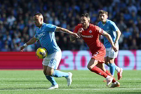 Serie A, Napoli and Fiorentina: Napoli's Stanislav Lobotka and Fiorentina's Danilo Cataldi in action