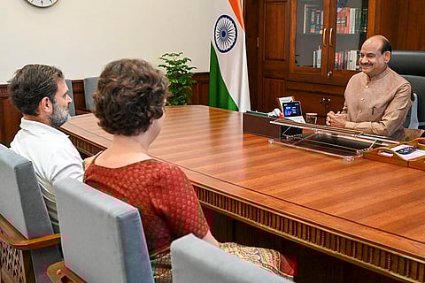 Rahul, Priyanka Gandhi meet Om Birla