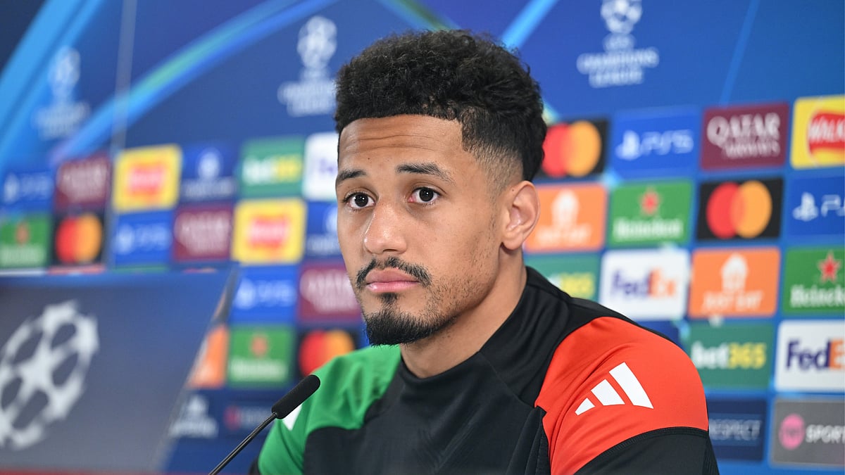 William Saliba on pre-match press duties for Arsenal.