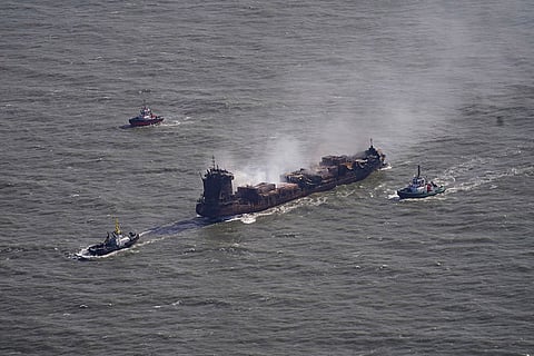 Britain Ships Collide: View of Solong container ship
