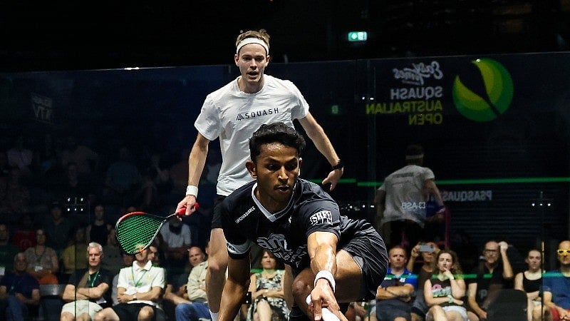Photo: X | PSA Squash Tour : Indian squash player Velavan Senthilkumar during a squash match.