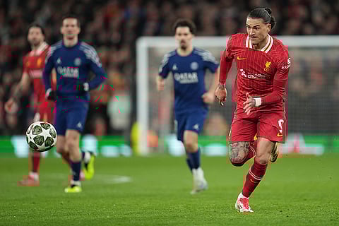 UCL 2024-25, Liverpool Vs PSG: Liverpool's Darwin Nunez in action