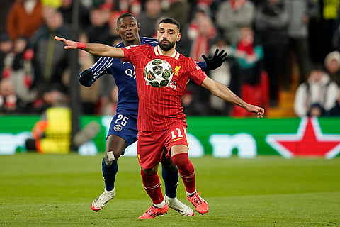 UCL 2024-25, Liverpool Vs PSG: Liverpool's Mohamed Salah shields the ball