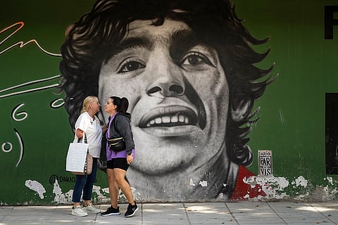Argentina Maradona Trial: A mural of late soccer star Diego Maradona
