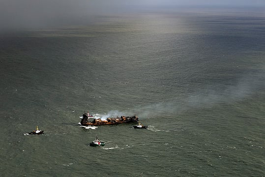 In Pictures: UK Cargo Ship Collides With US Tanker In North Sea