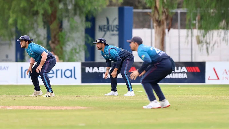 Namibia fielding during a CWC League Two game against Canada.