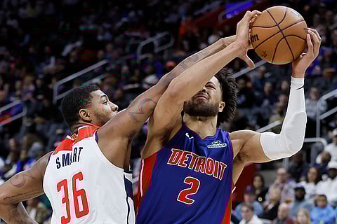 NBA 2024-25, Wizards vs Pistons: Wizards guard Marcus Smart (36) fouls Pistons guard Cade Cunningham