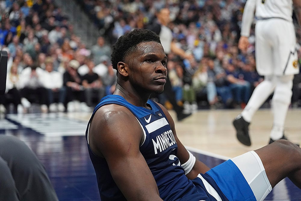 | Photo: AP/David Zalubowski : NBA 2024-25, Timberwolves vs Nuggets: Minnesota Timberwolves guard Anthony Edwards 