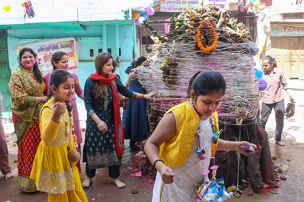| Photo: PTI : Holika Dahan in Dehradun
