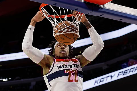 NBA 2024-25, Wizards vs Pistons: Wizards forward Richaun Holmes (22) dunks the ball