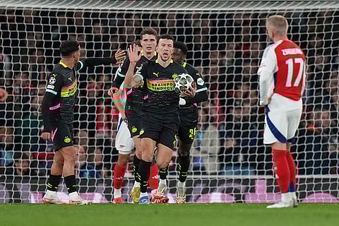 UCL 2024-25, Arsenal vs PSV: PSV's Ivan Perisic celebrates after scoring his side's opening goal