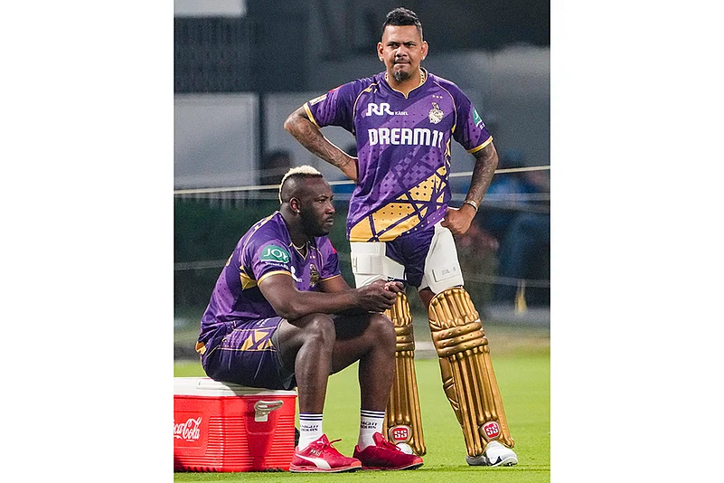 IPL 2025 Kolkata Knight Riders (KKR) training session: Andre Russell and Sunil Narine
