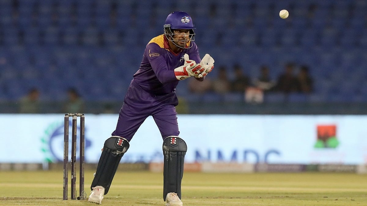 Special Arrangement : Sri Lanka Masters skipper Kumar Sangakkara in action.