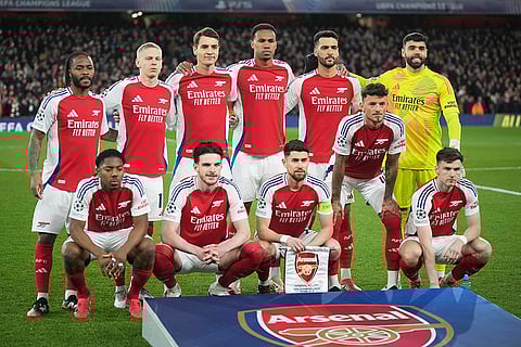 UCL 2024-25, Arsenal vs PSV: Arsenal starting players pose for a team photo