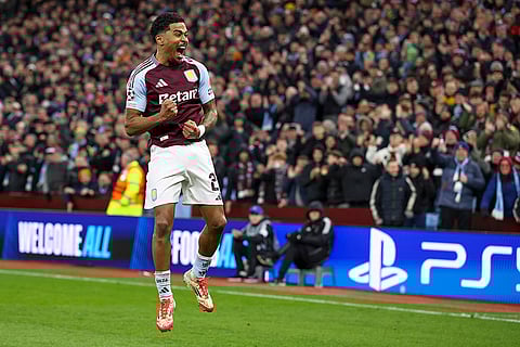 UCL 2024-25, Aston Villa vs Club Brugge: Aston Villa's Ian Maatsen celebrates after scoring his side's second goal