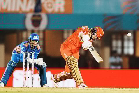 WPL 2025 play-off, MI vs GG: Gujarat Giants' batter Phoebe Litchfield plays a shot