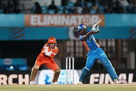 WPL 2025 play-off, MI vs GG: Mumbai Indians' batter Hayley Matthews plays a shot