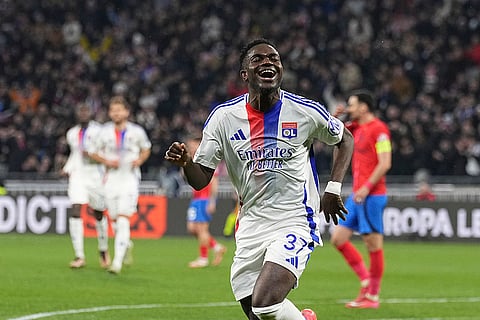 Europa League 2024-25: Lyon's Ernest Nuamah celebrates after scoring